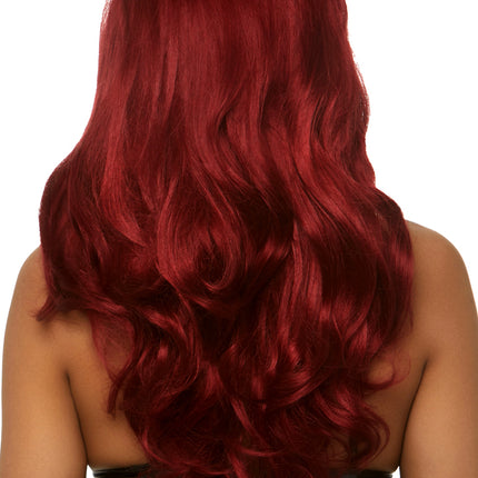 Feestbazaar Long Wavy Pruik Winny Burgundy