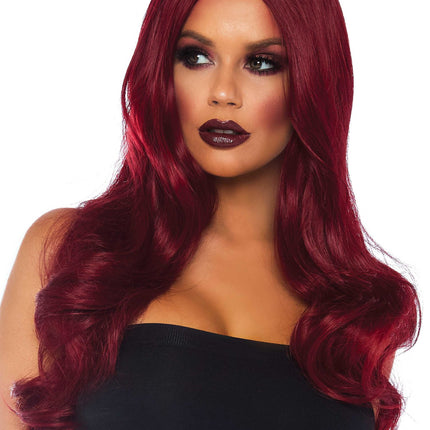 Feestbazaar Long Wavy Pruik Winny Burgundy