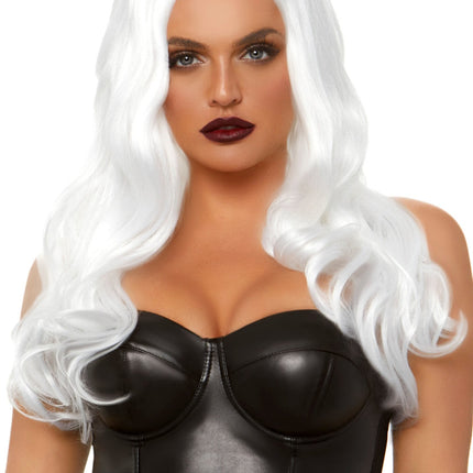 Feestbazaar Long Wavy Pruik Winny White
