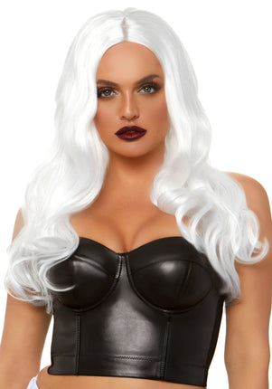 Feestbazaar Long Wavy Pruik Winny White