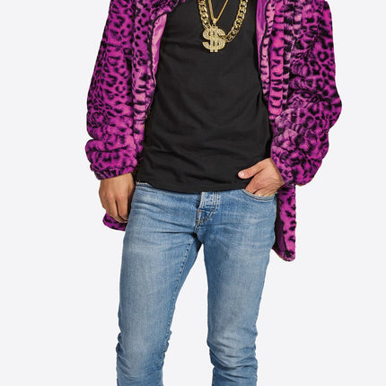 Feestbazaar Luipaard Jas Purple Pink Heren