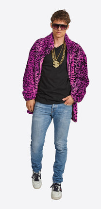 Feestbazaar Luipaard Jas Purple Pink Heren