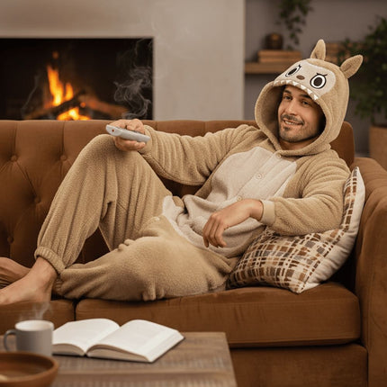 Feestbazaar Lulu Monster Onesie Heren Bruin