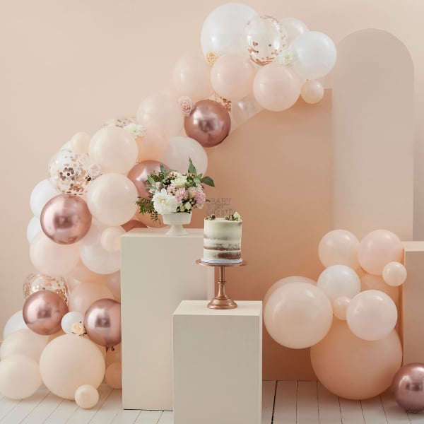 Feestbazaar Luxe Ballon Boog Peach/Rosé Goud