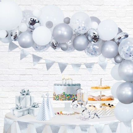 Feestbazaar Luxe Ballon Decoratie Set Zilver
