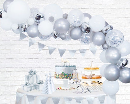 Feestbazaar Luxe Ballon Decoratie Set Zilver
