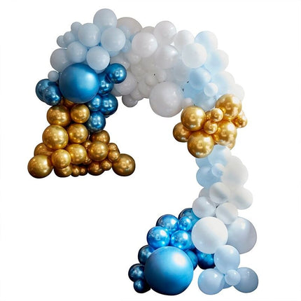 Feestbazaar Luxe Ballonboog Set Blauw/Goud Premium