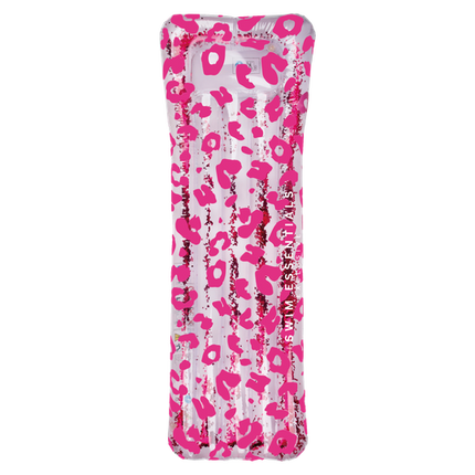 Feestbazaar Luxe Luchtbed Panterprint Roze Transparant