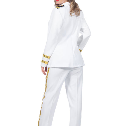 Feestbazaar Luxe Navy Officier Kostuum Wit Dames