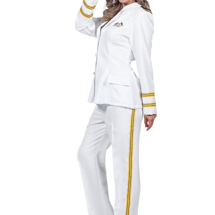 Feestbazaar Luxe Navy Officier Kostuum Wit Dames