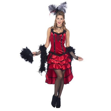 Feestbazaar Luxe Saloon Girl Kostuum Kitty Rood