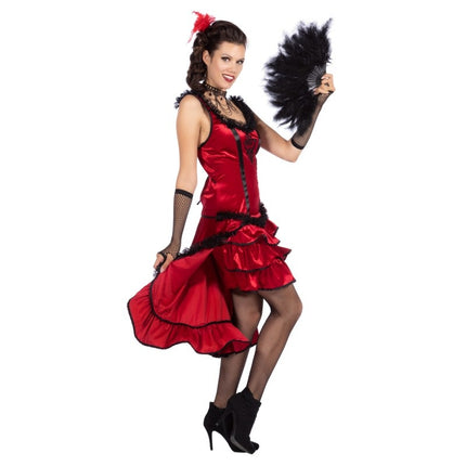 Feestbazaar Luxe Saloon Girl Kostuum Kitty Rood