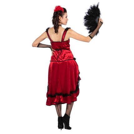 Feestbazaar Luxe Saloon Girl Kostuum Kitty Rood