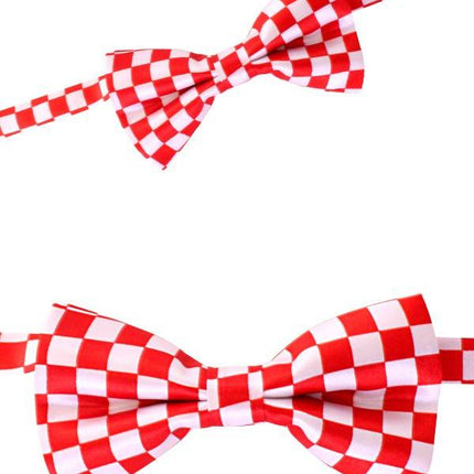 Feestbazaar Luxe strik brabant rood/wit geblokt
