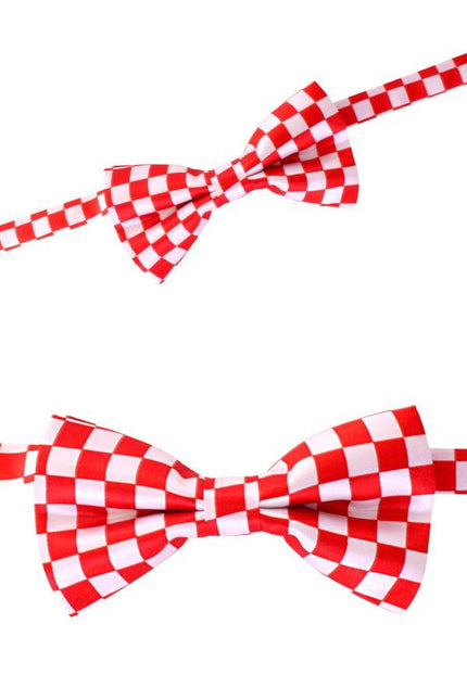 Feestbazaar Luxe strik brabant rood/wit geblokt