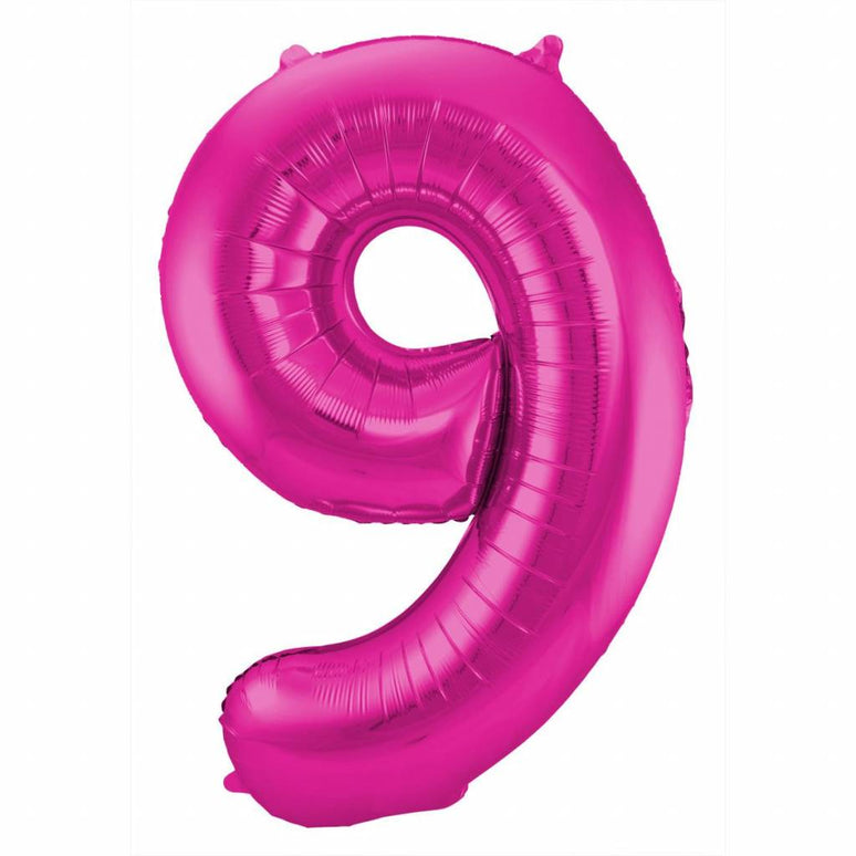 Feestbazaar Magenta Cijferballon Cijfer 9 - 86 cm