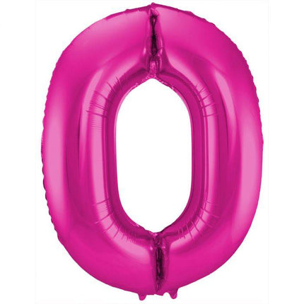 Feestbazaar Magenta Folieballon Cijfer 0 - 86 cm