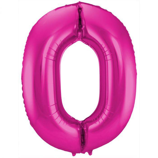 Feestbazaar Magenta Folieballon Cijfer 0 - 86 cm