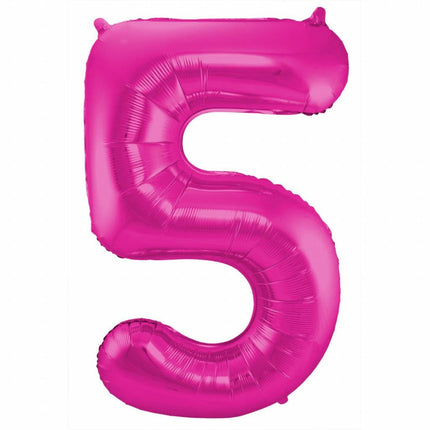 Feestbazaar Magenta Folieballon Cijfer 5 - 86 cm