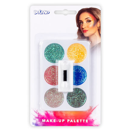 Feestbazaar Make-Up Palette Glitter - 6 kleuren