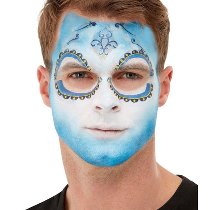 Feestbazaar Make-up set Day of the Dead blauw wit