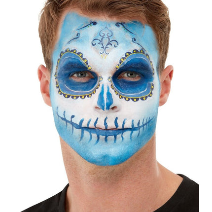 Feestbazaar Make-up set Day of the Dead blauw wit
