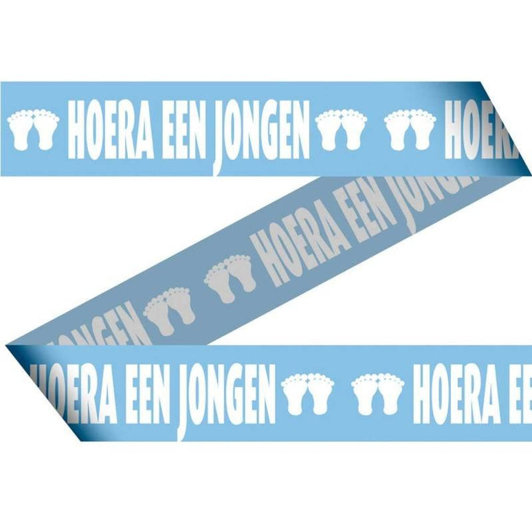 Feestbazaar Markeerlint blauw geboorte jongen - 15 meter