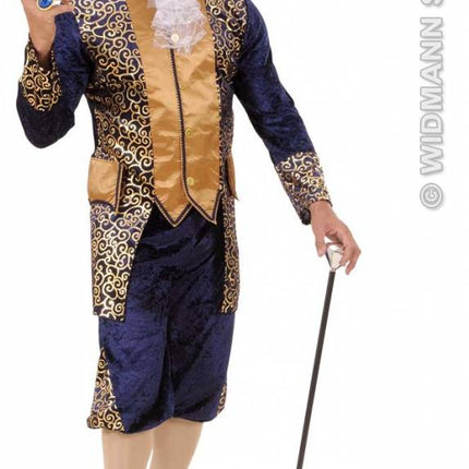 Feestbazaar Markies kleding fluweel blauw