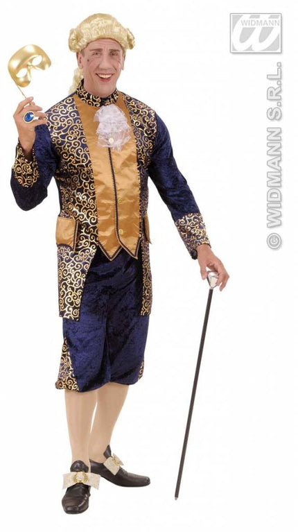 Feestbazaar Markies kleding fluweel blauw
