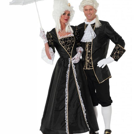 Feestbazaar Markies kostuum taft zwart