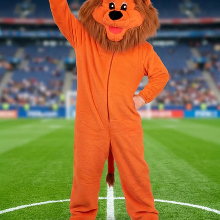 Feestbazaar Mascotte Pak Oranje Leeuw Pluche