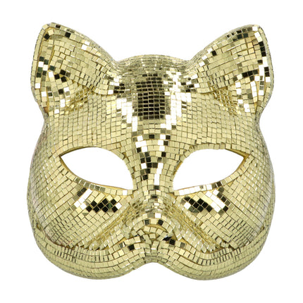 Feestbazaar Masker Disco Kat Goud