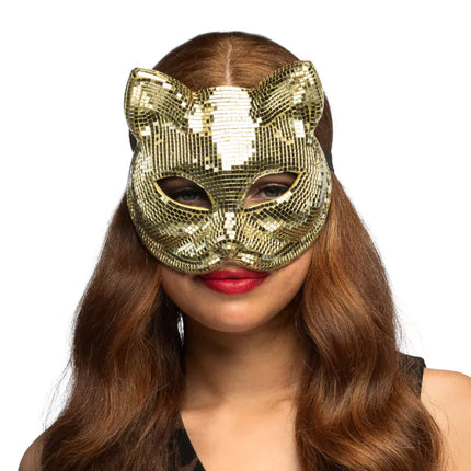 Feestbazaar Masker Disco Kat Goud