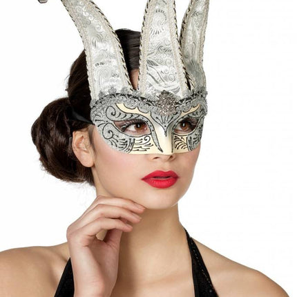 Feestbazaar Masker Joker met belletjes zilver