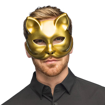 Feestbazaar Masker Kitty Goud