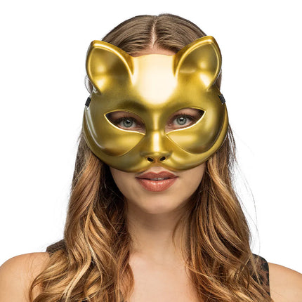Feestbazaar Masker Kitty Goud