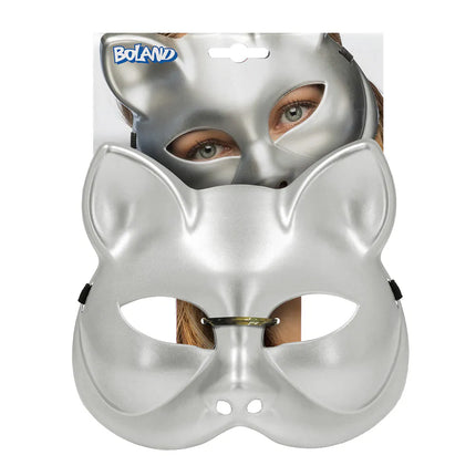 Feestbazaar Masker Kitty Zilver