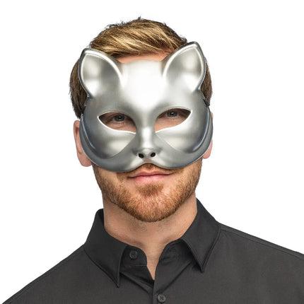 Feestbazaar Masker Kitty Zilver