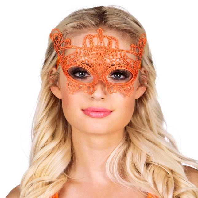 Feestbazaar Masker oranje kant