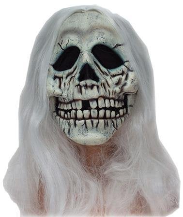 Feestbazaar Masker Skull met wit haar