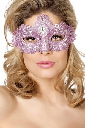 Feestbazaar Masker stof met steentjes oud roze