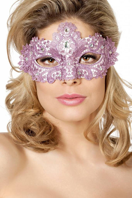 Feestbazaar Masker stof met steentjes oud roze