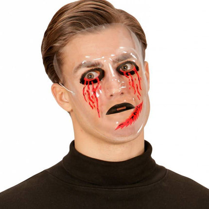 Feestbazaar Masker Transparant Bloedende Ogen