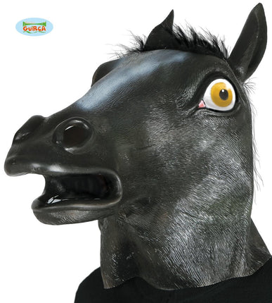 Feestbazaar Masker zwart paard met haar