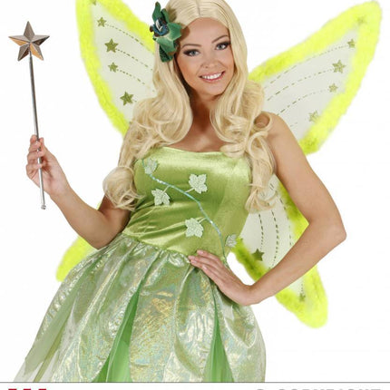 Feestbazaar Maxi vleugel glittergroen met marabou