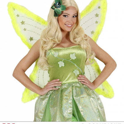Feestbazaar Maxi vleugel glittergroen met marabou