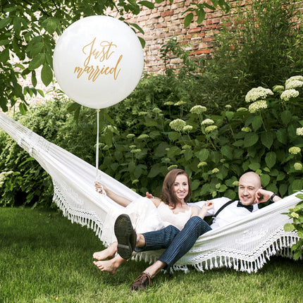 Feestbazaar Mega Ballon Just Married Wit - 1m