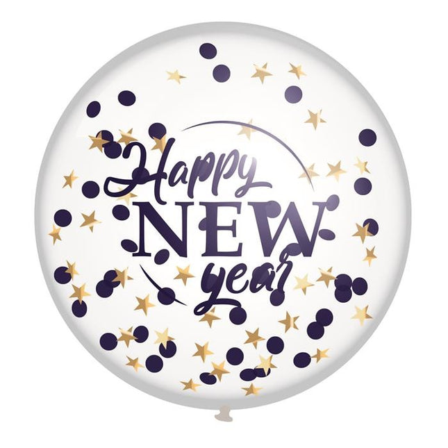 Feestbazaar Mega confettiballon "Happy New Year" 60cm