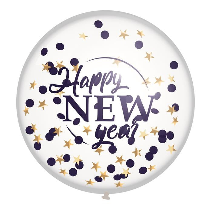 Feestbazaar Mega confettiballon "Happy New Year" 60cm