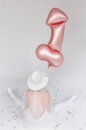Feestbazaar Mega Folieballon Penis Rosegoud 56x112cm